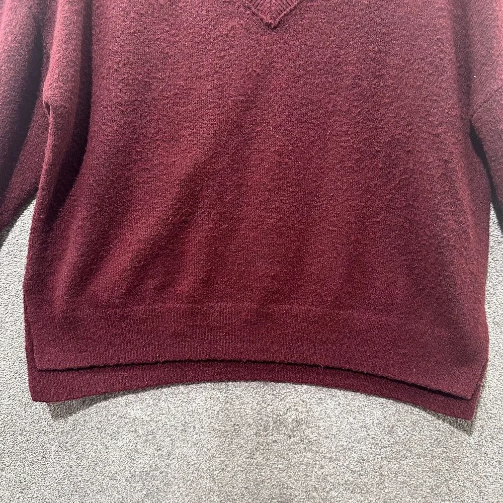 Lucky Brand Pullover Sweater Men L Burgundy V Neck Wool Blend‎ Long Sleeve